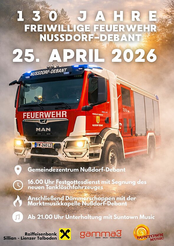 130 Jahre Feuerwehr Nußdorf-Debant mit Segnung TLFA
